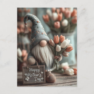 Charming Gnome Holding a "Happy Mother Day" Zeiche Feiertagspostkarte