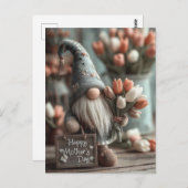 Charming Gnome Holding a "Happy Mother Day" Zeiche Postkarte (Vorne/Hinten)