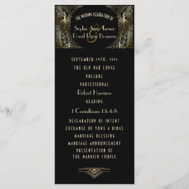 Charming Gold Art Deco Friedensprogramm Hochzeiten Menükarte