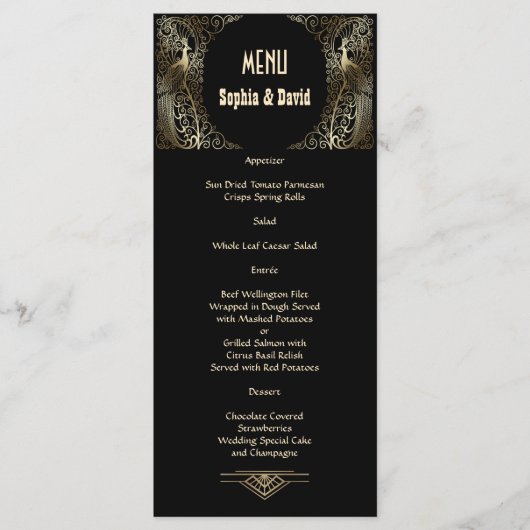 Charming Gold Art Deco Menükarte (Vorderseite)