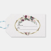 Charming Gold Burgundy Blush Floral Wedding Geschenkanhänger (Rückseite Horizontal)