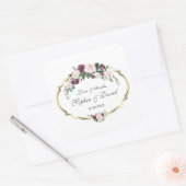 Charming Gold Burgundy Blush Floral Wedding Quadratischer Aufkleber (Umschlag)