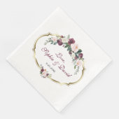 Charming Gold Burgundy Blush Floral Wedding Serviette (Ecke)