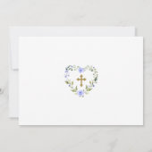 Charming Gold Cross Blumenjungen Foto Taufe Einladung (Rückseite)