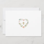 Charming Gold Cross Floral Girl Foto Taufe Einladung (Rückseite)