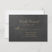 Charming Gold Foil Black Wedding RSVP (Rückseite)