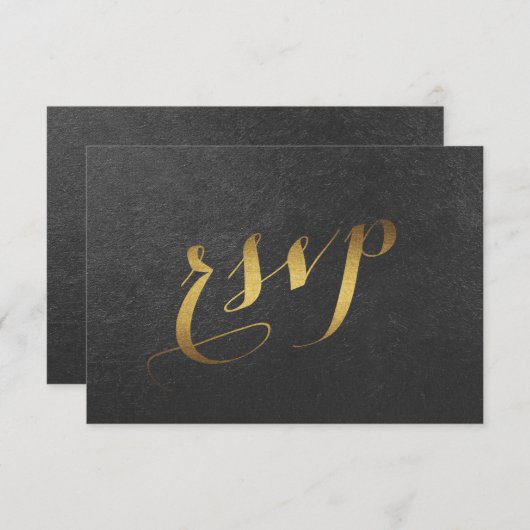 Charming Gold Foil Black Wedding RSVP (Vorne/Hinten)