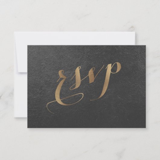 Charming Gold Foil Black Wedding RSVP Karte (Vorderseite)