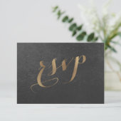 Charming Gold Foil Black Wedding RSVP Karte (Stehend Vorderseite)