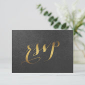 Charming Gold Foil Black Wedding RSVP Karte (Stehend Vorderseite)