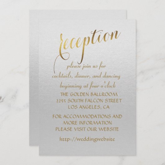 Charming Gold Foil Gray Hochzeit Einladung (Vorne/Hinten)