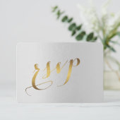 Charming Gold Foil Gray Wedding RSVP Karte (Stehend Vorderseite)