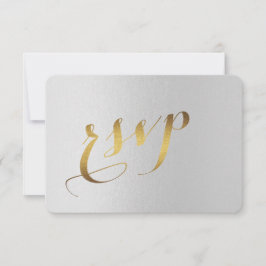 Charming Gold Foil Gray Wedding RSVP Karte