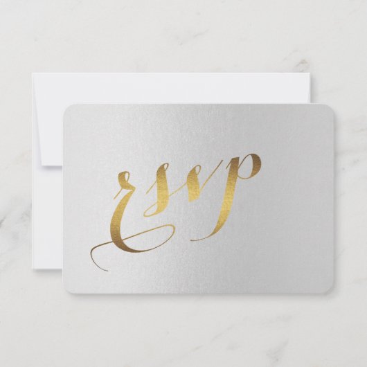 Charming Gold Foil Gray Wedding RSVP Karte (Vorderseite)
