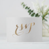 Charming Gold Foil Gray Wedding RSVP Karte (Stehend Vorderseite)