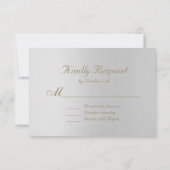 Charming Gold Foil Gray Wedding RSVP Karte (Rückseite)