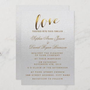 Charming Gold Foil Grunge Gray Hochzeit Einladung