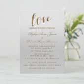 Charming Gold Foil Grunge Gray Hochzeit Einladung (Stehend Vorderseite)