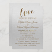Charming Gold Foil Grunge Gray Hochzeit Einladung (Vorne/Hinten)