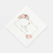 Charming Gold Frame Blush Pink Bläsertaufen Serviette (Ecke)