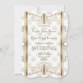 Charming Gold Great Gatsby Art Deco 1920er Hochzei Einladung (Vorderseite)