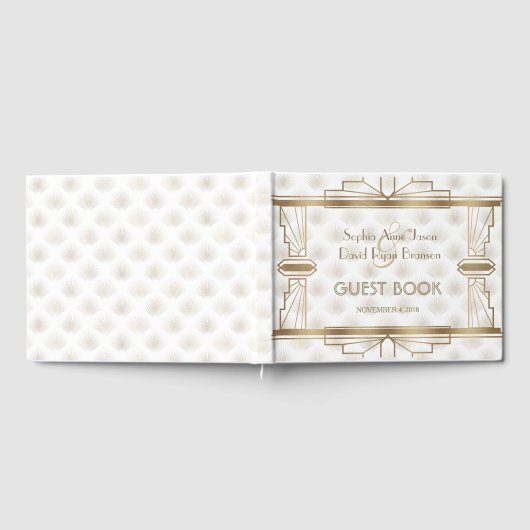 Charming Gold Great Gatsby Art Deco 1920er Hochzei Gästebuch (Voll)