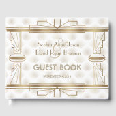 Charming Gold Great Gatsby Art Deco 1920er Hochzei Gästebuch (Vorderseite)