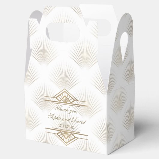 Charming Gold Great Gatsby Art Deco 1920er Hochzei Geschenkschachtel (Geöffnet)