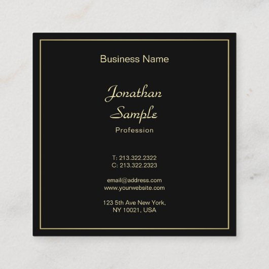 Charming Gold Handgeschriebenes Script Schlicht Quadratische Visitenkarte (Rückseite)