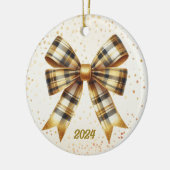 Charming Gold Kariert Bow Year Akzent Keramik Ornament (Links)
