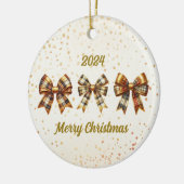 Charming Gold Kariert Bows Jahr Akzent Keramik Ornament (Links)