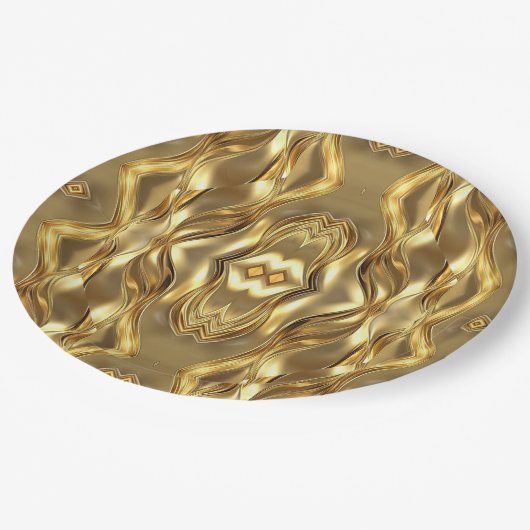 Charming golden-colored pattern  pappteller (Schrägansicht)