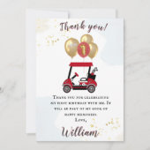 Charming Golf Cart First Birthday Boy Vielen Dank Einladung (Vorderseite)