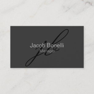 Charming Grau Black Monogram Business Card Visitenkarte