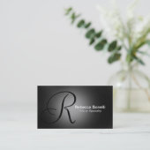 Charming Gray Monogram Consultant Business Card Visitenkarte (Stehend Vorderseite)