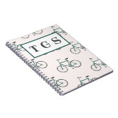 Charming Green Fahrradmuster Monogramm Notebook Notizblock (Rechte Seite)