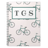 Charming Green Fahrradmuster Monogramm Notebook Notizblock (Vorderseite)