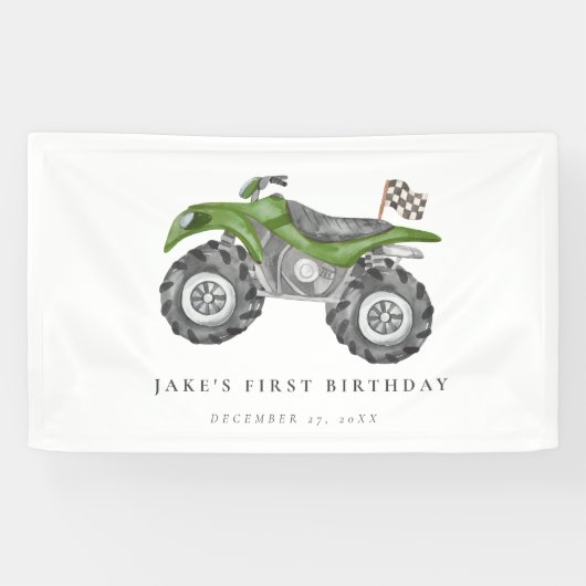 Charming Green Quad Bike Geburtstag Banner (Horizontal)