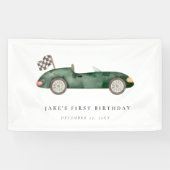 Charming Green Race Car Banner (Horizontal)