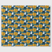 Charming Halloween Pumpkins Spooky Ghost Geschenkpapier (Flach)