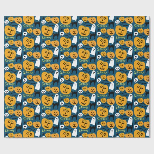 Charming Halloween Pumpkins Spooky Ghost Geschenkpapier (Flach)