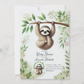 Charming Hanging Sloth Baby Dusche Einladung (Vorderseite)