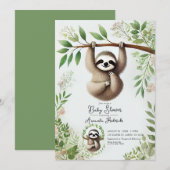 Charming Hanging Sloth Baby Dusche Einladung (Vorne/Hinten)