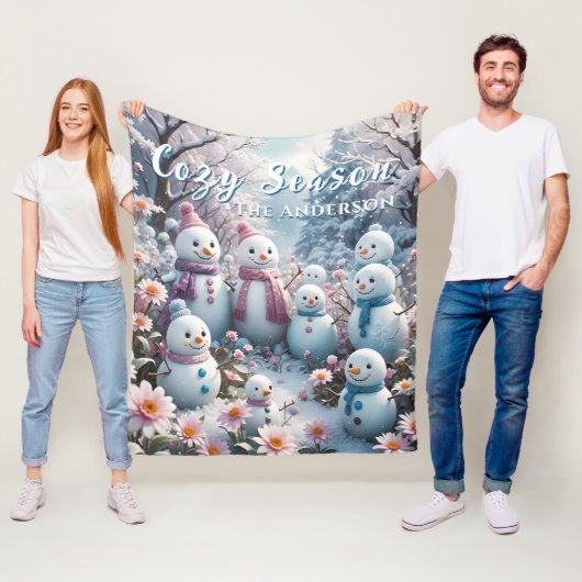 Charming Happy Snowman Family Winter Fleecedecke (Beispiel)