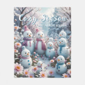 Charming Happy Snowman Family Winter Fleecedecke (Vorderseite)