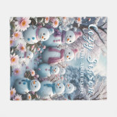 Charming Happy Snowman Family Winter Fleecedecke (Vorderseite (Horizontal))
