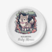 Charming Happy Wolf Baby Shower Pappteller (Vorderseite)