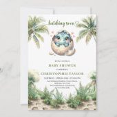 Charming Hatching Soon Baby Dino Shower Invitation Einladung (Vorderseite)