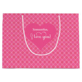 Charming Heart Pattern I Love You Custom Gift Bag Große Geschenktüte (Vorderseite)