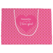 Charming Heart Pattern I Love You Custom Gift Bag Große Geschenktüte (Rückseite)